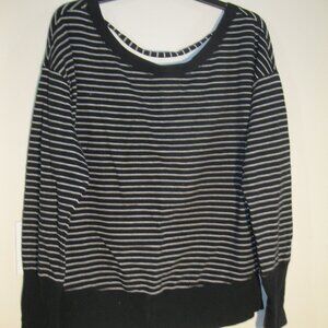 Victoria’s Secret Open Back Long Sleeve Striped Top Black White Size L